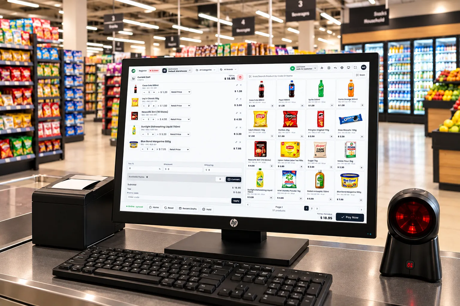 The ArmPOS point of sale at a supermarket till