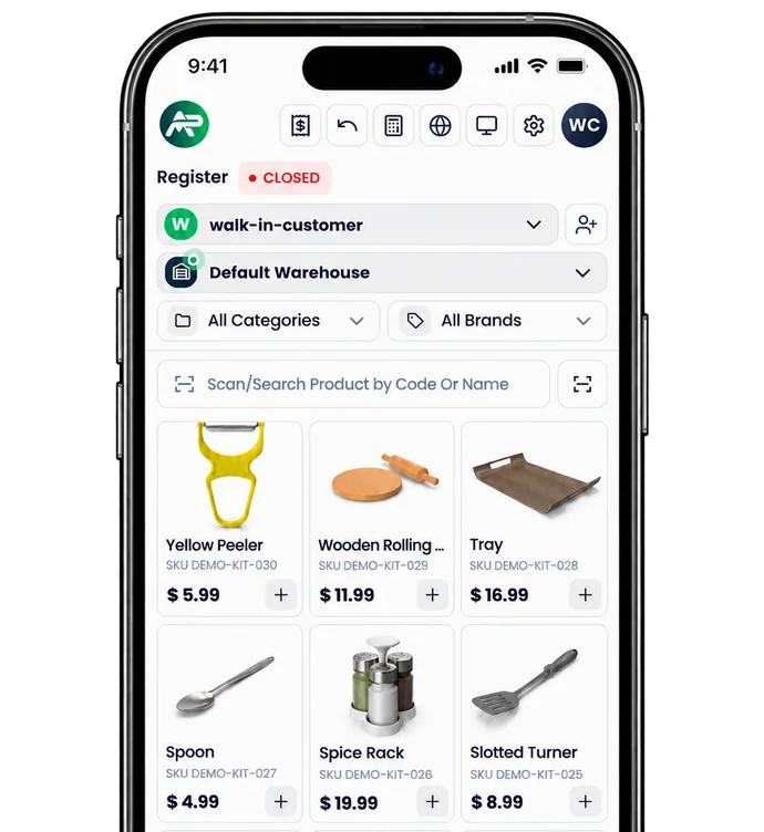 ArmPOS point of sale on a phone